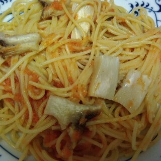 エリンギと明太子のパスタ